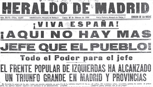 Titulars triumfalistes després de les eleccions del 36